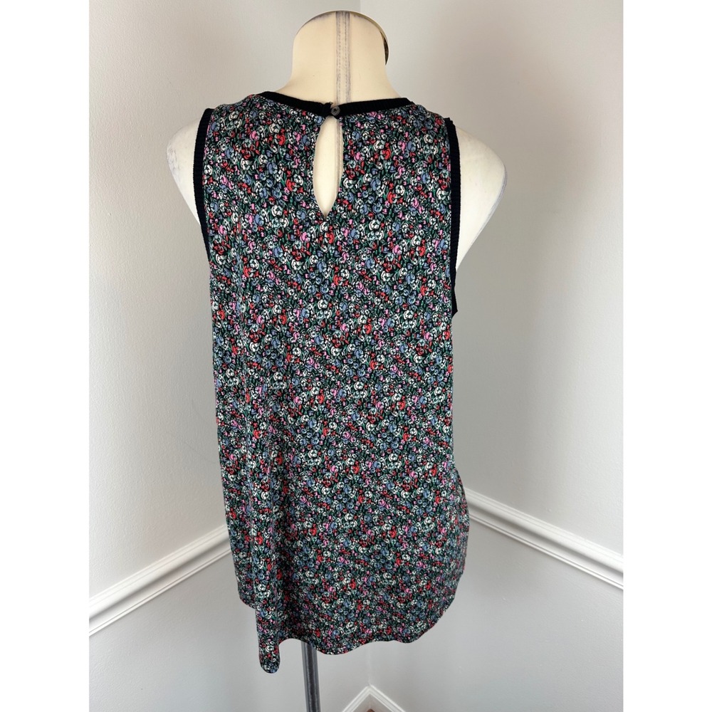 LOFT Sleeveless Black Multicolor Floral Lightweight Tank NWT Medium - Picture 4 of 9